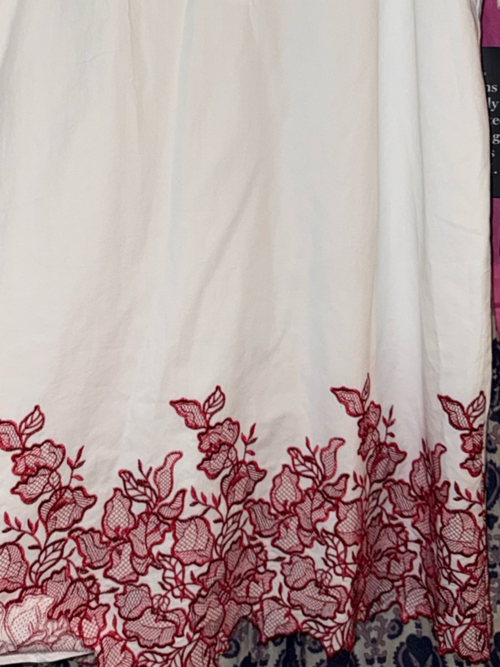 HYACINTH HOUSE White & Red Embroidery Eliza Mini Dress small - Picture 4 of 6